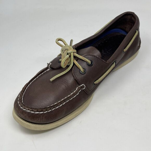 Sperry Top Sider Boat Shoes Mens 11 M Brown Leather Casual Two Eye Lace Up - Picture 8 of 16